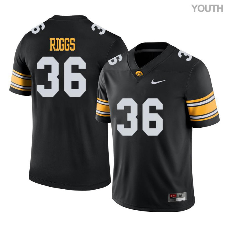 Youth Iowa Hawkeyes NCAA #36 Mitch Riggs Black Authentic Nike Alumni Stitched College Football Jersey VY34D27JM